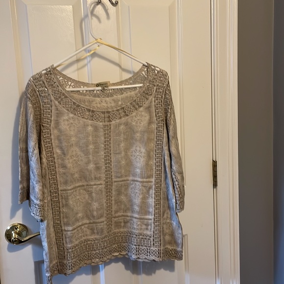 Democracy woven and crocheted beige top - Picture 2 of 6